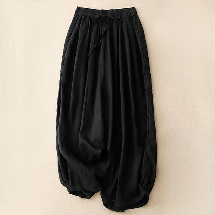 Pantaloni capri corti harem da donna con elastico in vita e tasche, modello estivo Buddha Stones. - Nero - US8-10, UK/AU12-14, EU40-42 (2XL) - image 10
