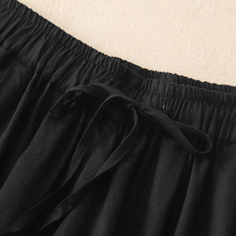 Pantaloni capri corti harem da donna con elastico in vita e tasche, modello estivo Buddha Stones. - image 11