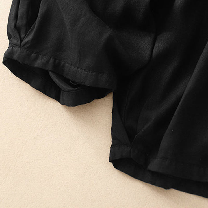 Pantaloni capri corti harem da donna con elastico in vita e tasche, modello estivo Buddha Stones. - image 15