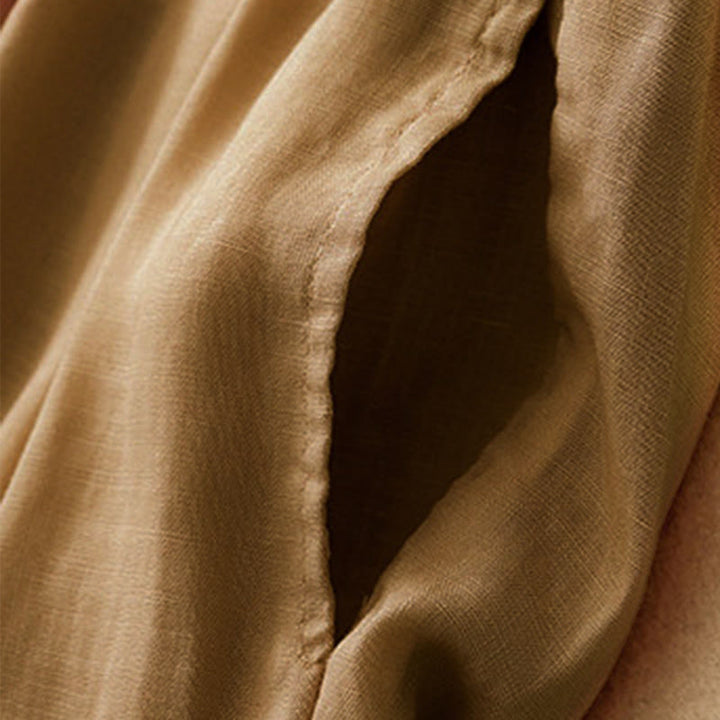Pantaloni capri corti harem da donna con elastico in vita e tasche, modello estivo Buddha Stones. - image 26