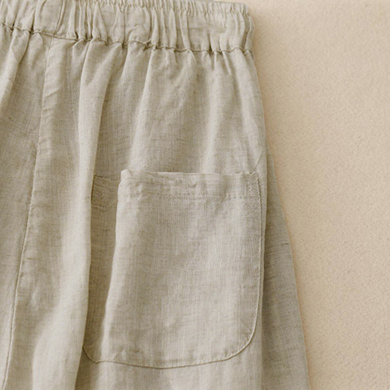 Pantaloni capri corti harem da donna con elastico in vita e tasche, modello estivo Buddha Stones. - image 5