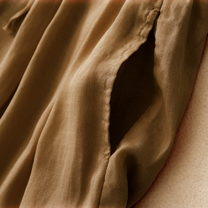 Pantaloni capri corti harem da donna con elastico in vita e tasche, modello estivo Buddha Stones. - image 25
