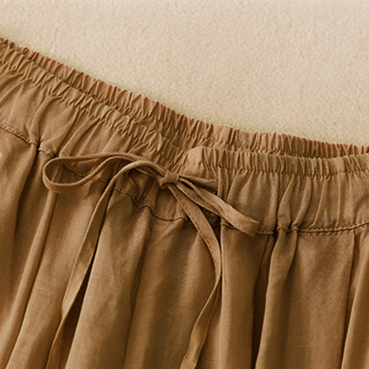 Pantaloni capri corti harem da donna con elastico in vita e tasche, modello estivo Buddha Stones. - image 23