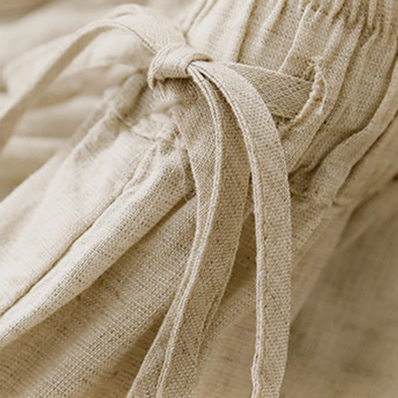 Pantaloni capri corti harem da donna con elastico in vita e tasche, modello estivo Buddha Stones. - image 2