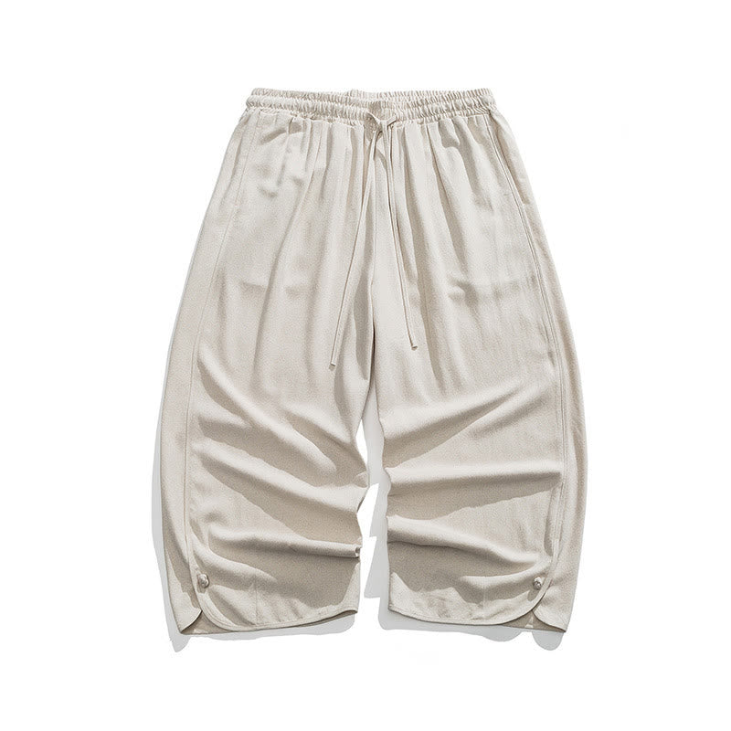 Pantaloni da uomo in lino e cotone con coulisse, lunghezza 7-8, con tasche, modello Buddha Stones Summer Plain - image 11