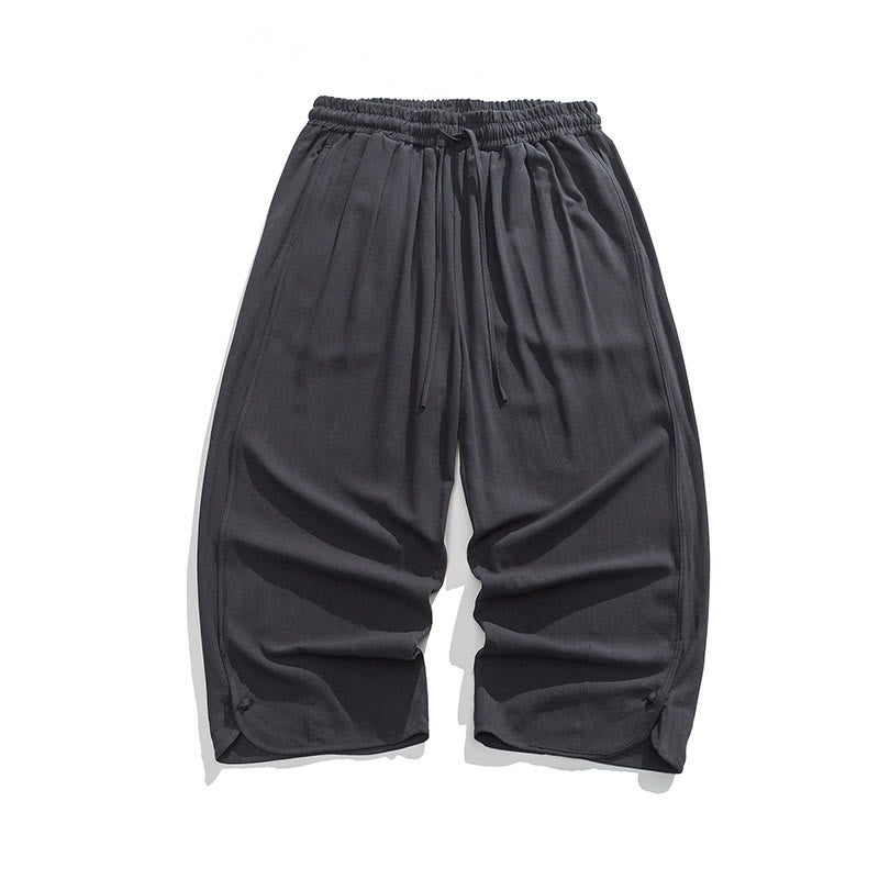 Pantaloni da uomo in lino e cotone con coulisse, lunghezza 7-8, con tasche, modello Buddha Stones Summer Plain - image 36