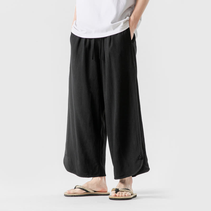 Pantaloni da uomo in lino e cotone con coulisse, lunghezza 7-8, con tasche, modello Buddha Stones Summer Plain - image 16