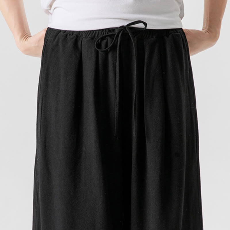 Pantaloni da uomo in lino e cotone con coulisse, lunghezza 7-8, con tasche, modello Buddha Stones Summer Plain - image 23