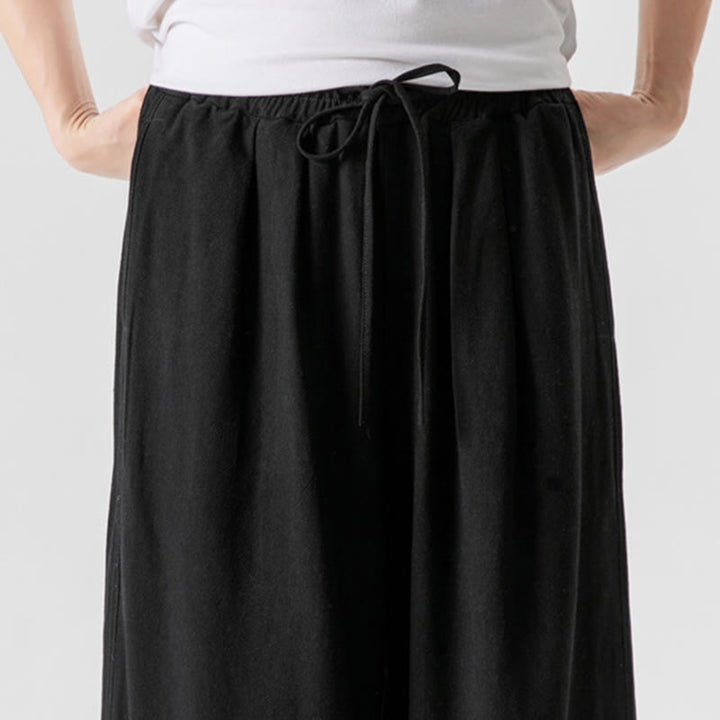 Pantaloni da uomo in lino e cotone con coulisse, lunghezza 7-8, con tasche, modello Buddha Stones Summer Plain - image 23