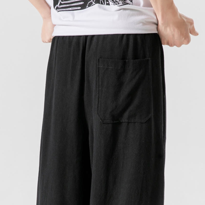 Pantaloni da uomo in lino e cotone con coulisse, lunghezza 7-8, con tasche, modello Buddha Stones Summer Plain - image 24