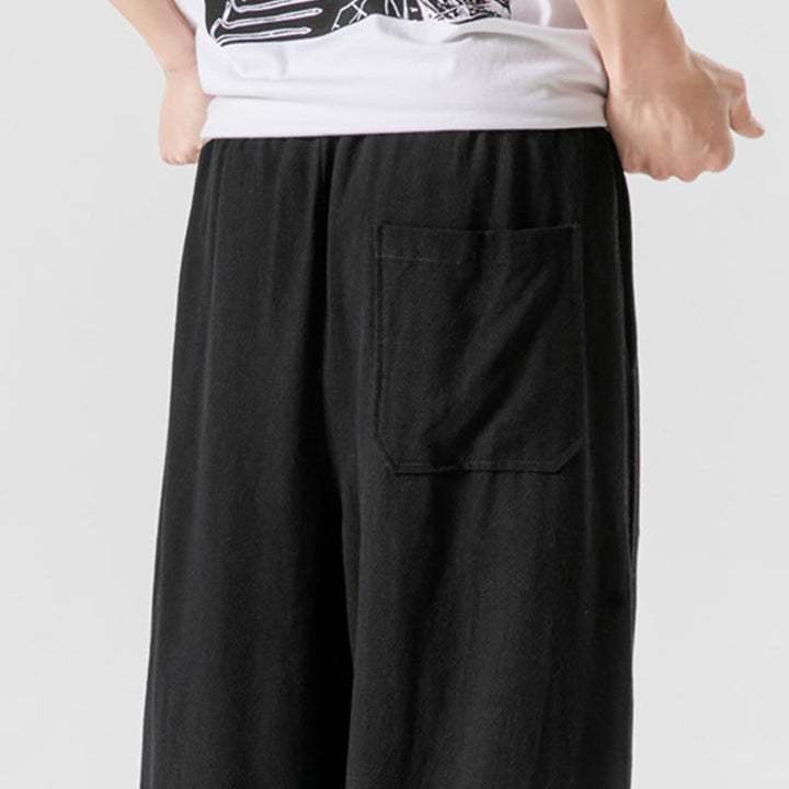 Pantaloni da uomo in lino e cotone con coulisse, lunghezza 7-8, con tasche, modello Buddha Stones Summer Plain - image 24