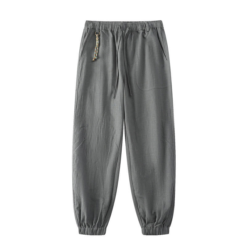 Pantaloni da uomo affusolati con tasche, lunghezza alla caviglia, in lino, cotone e ramiè estivo Buddha Stones - Grigio - US/UK/AU46, EU56 (5XL) - image 11