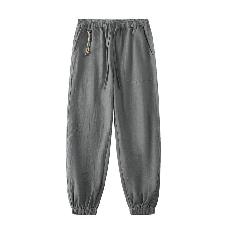 Pantaloni da uomo affusolati con tasche, lunghezza alla caviglia, in lino, cotone e ramiè estivo Buddha Stones - Grigio - US/UK/AU46, EU56 (5XL) - image 11