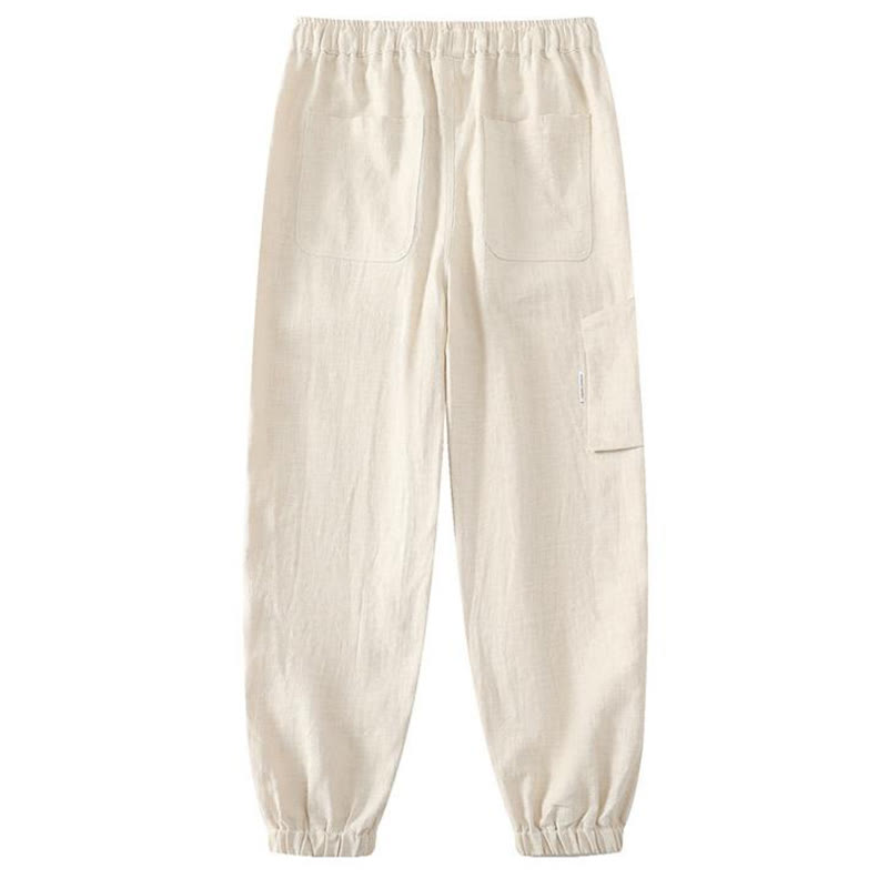 Pantaloni da uomo affusolati con tasche, lunghezza alla caviglia, in lino, cotone e ramiè estivo Buddha Stones - image 1