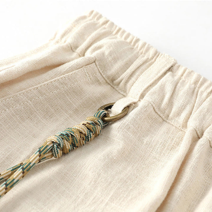 Pantaloni da uomo affusolati con tasche, lunghezza alla caviglia, in lino, cotone e ramiè estivo Buddha Stones - image 2