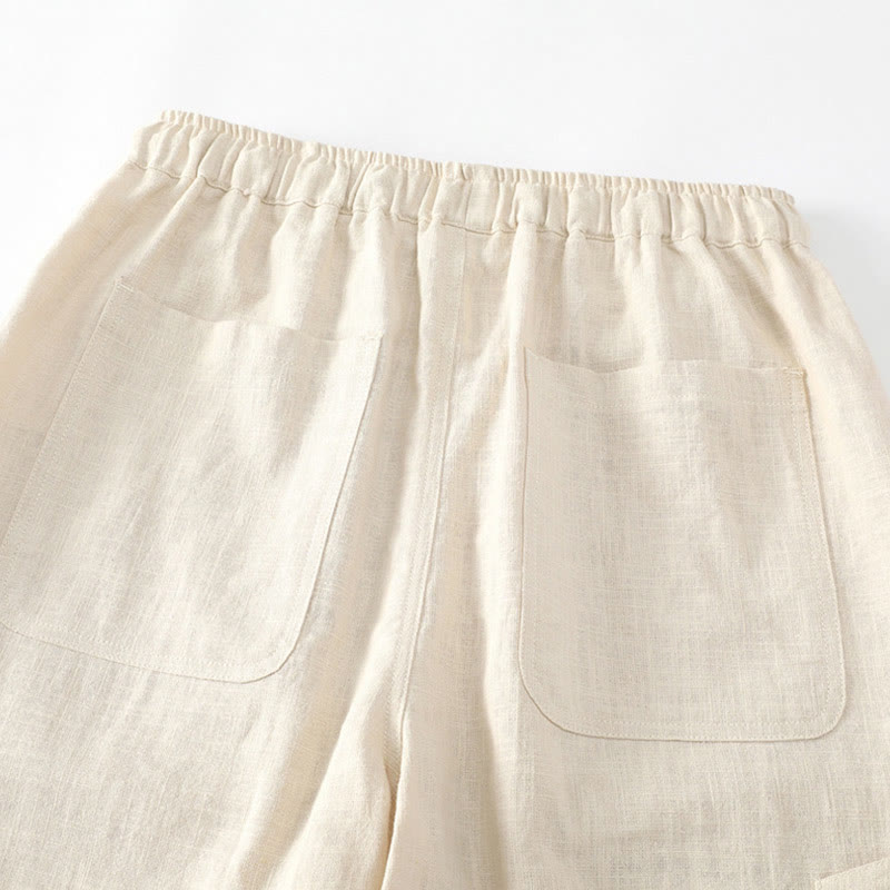 Pantaloni da uomo affusolati con tasche, lunghezza alla caviglia, in lino, cotone e ramiè estivo Buddha Stones - image 5