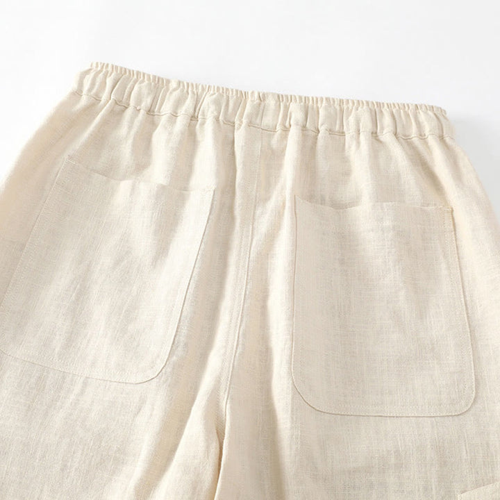 Pantaloni da uomo affusolati con tasche, lunghezza alla caviglia, in lino, cotone e ramiè estivo Buddha Stones - image 5