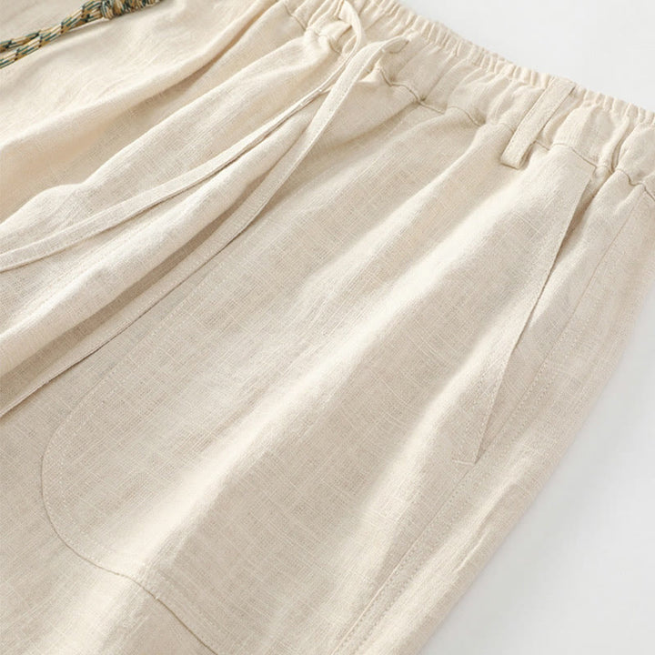 Pantaloni da uomo affusolati con tasche, lunghezza alla caviglia, in lino, cotone e ramiè estivo Buddha Stones - image 3