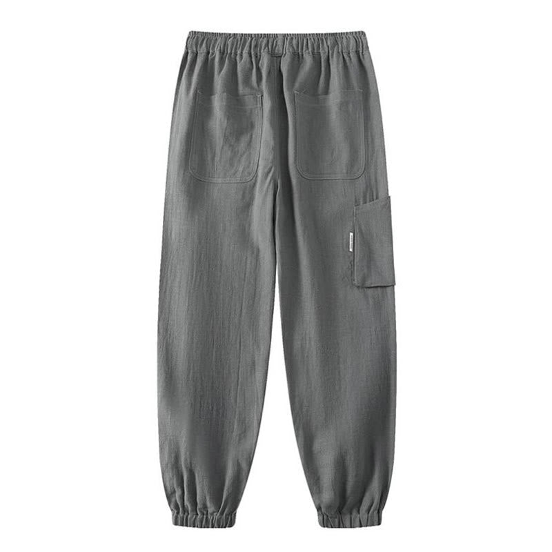 Pantaloni da uomo affusolati con tasche, lunghezza alla caviglia, in lino, cotone e ramiè estivo Buddha Stones - image 12