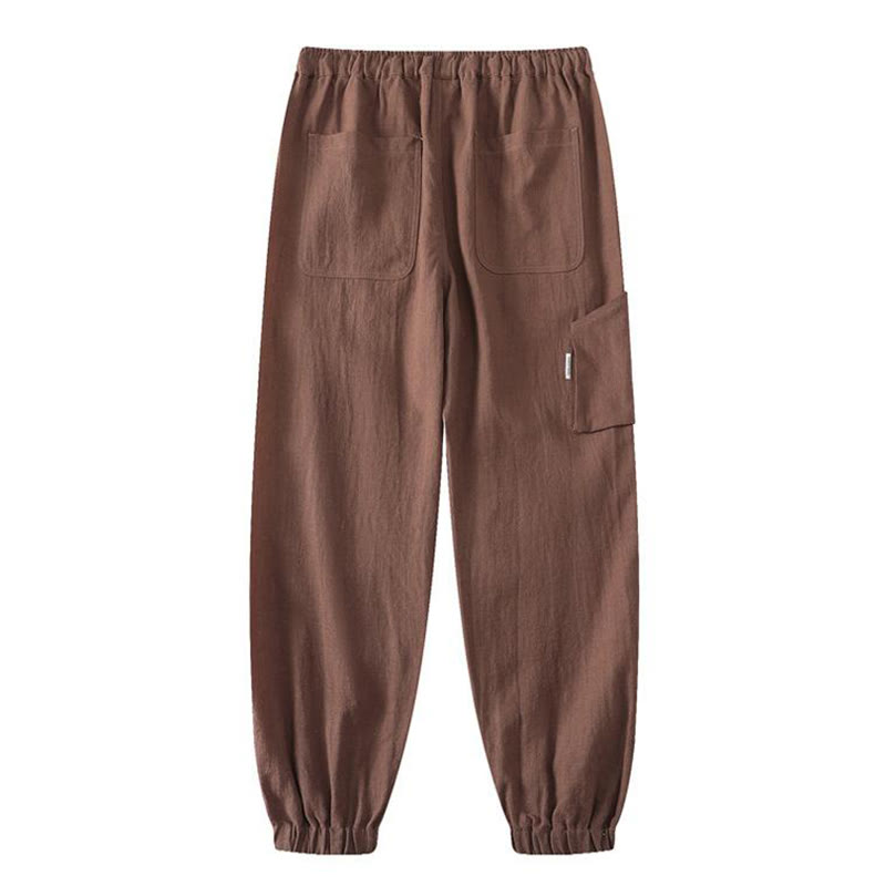 Pantaloni da uomo affusolati con tasche, lunghezza alla caviglia, in lino, cotone e ramiè estivo Buddha Stones - image 16
