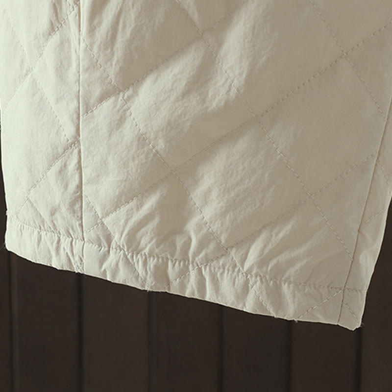 Pantaloni da donna spessi in cotone e poliestere con motivo a rombi Buddha Stones, con tasche - image 9