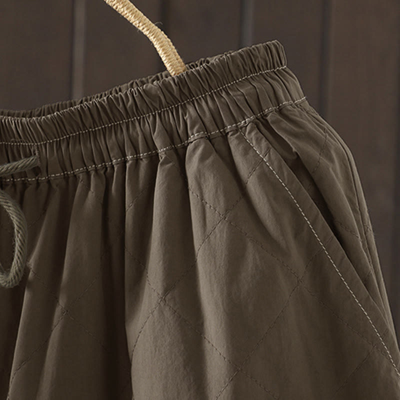 Pantaloni da donna spessi in cotone e poliestere con motivo a rombi Buddha Stones, con tasche - image 19