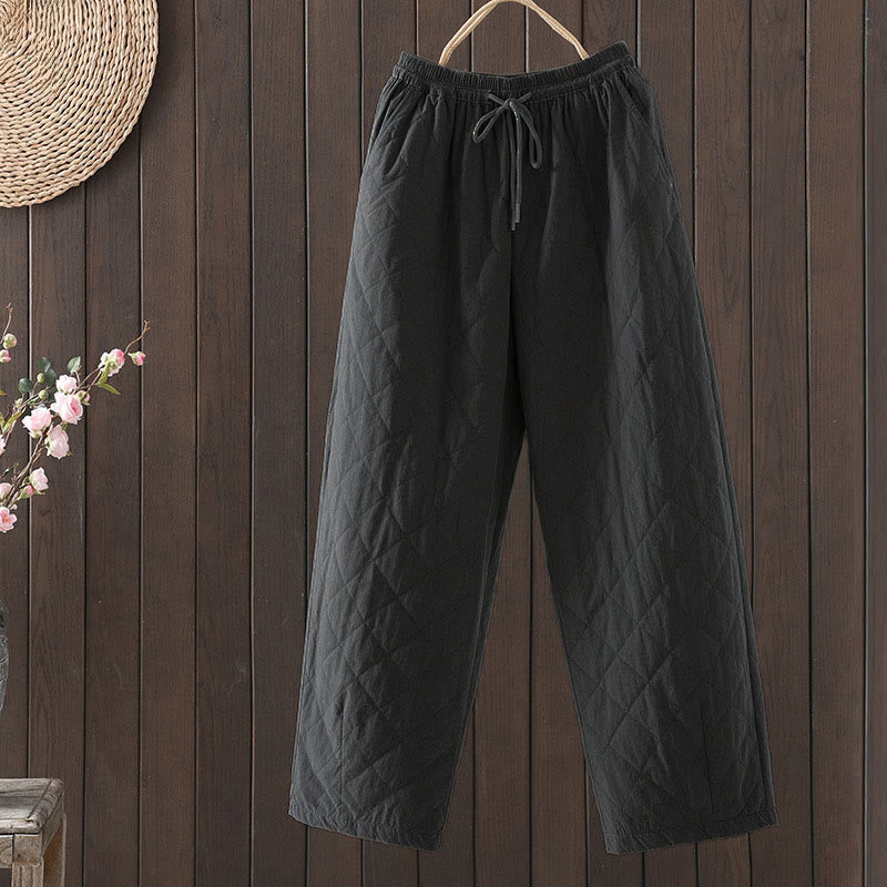 Pantaloni da donna spessi in cotone e poliestere con motivo a rombi Buddha Stones, con tasche - Nero - US8-10, UK/AU12-14, EU40-42 (2XL) - image 12