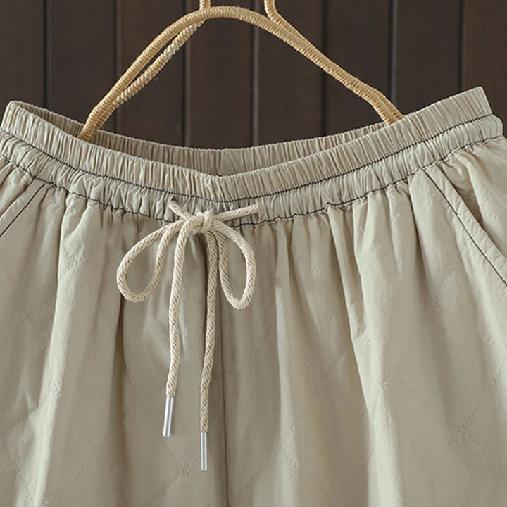 Pantaloni da donna spessi in cotone e poliestere con motivo a rombi Buddha Stones, con tasche - image 4