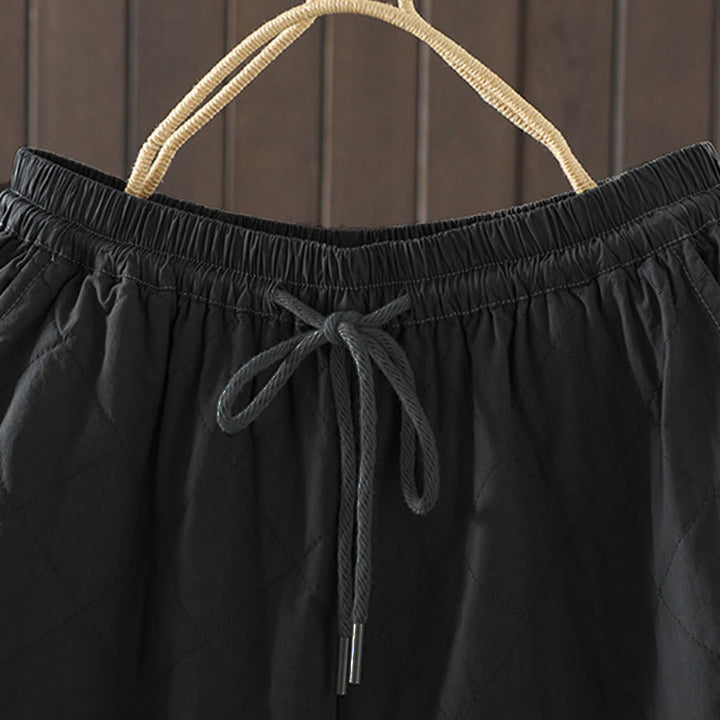 Pantaloni da donna spessi in cotone e poliestere con motivo a rombi Buddha Stones, con tasche - image 13