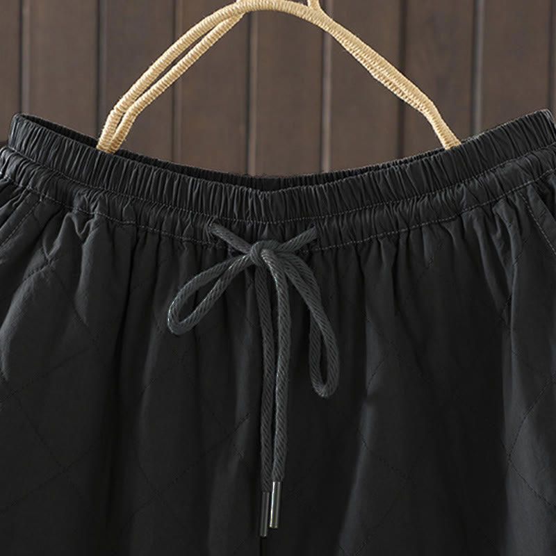 Pantaloni da donna spessi in cotone e poliestere con motivo a rombi Buddha Stones, con tasche - image 13