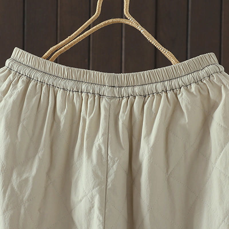 Pantaloni da donna spessi in cotone e poliestere con motivo a rombi Buddha Stones, con tasche - image 8