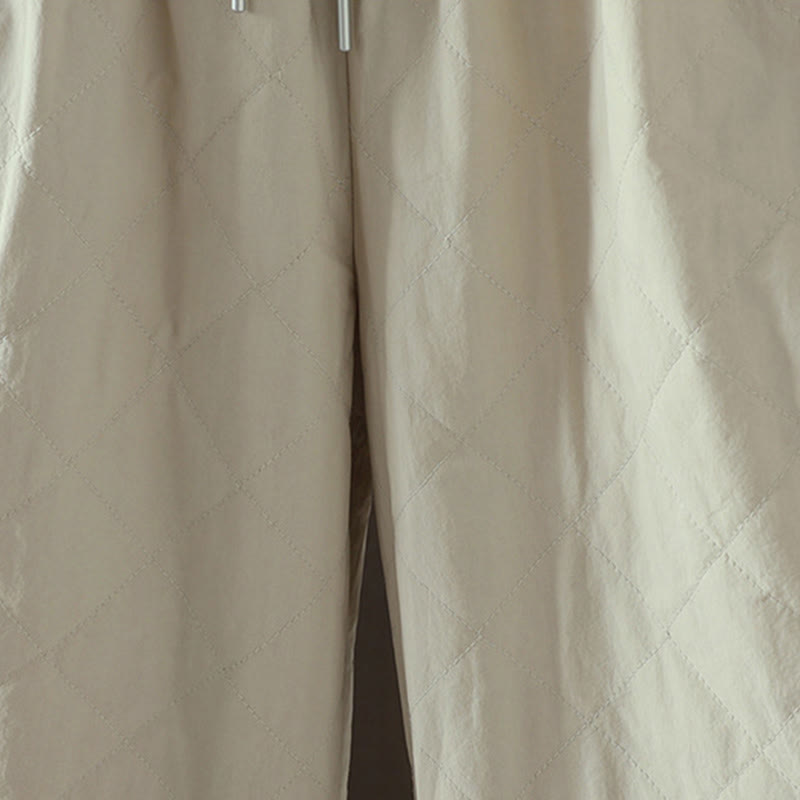 Pantaloni da donna spessi in cotone e poliestere con motivo a rombi Buddha Stones, con tasche - image 7