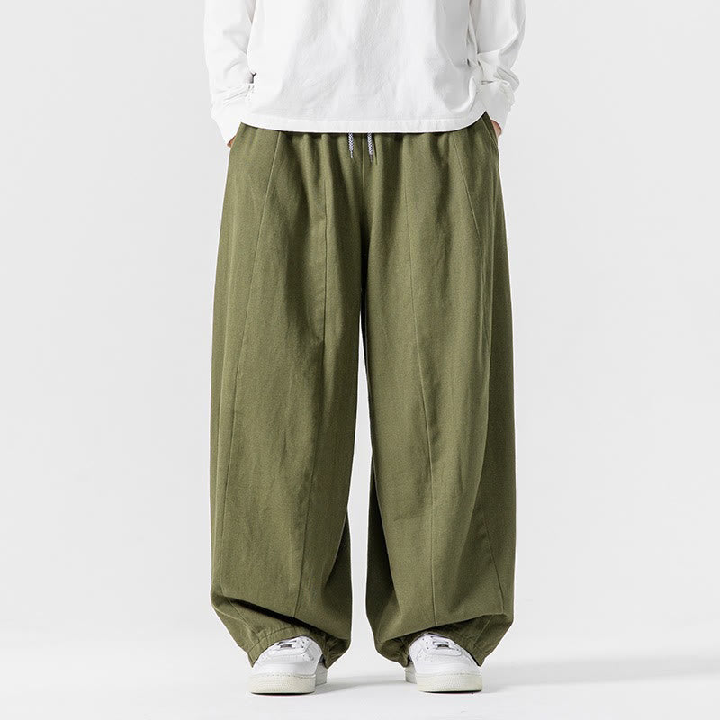 Pantaloni harem da uomo in cotone elasticizzato con tasche, tinta unita, modello Buddha Stones Fall - image 1
