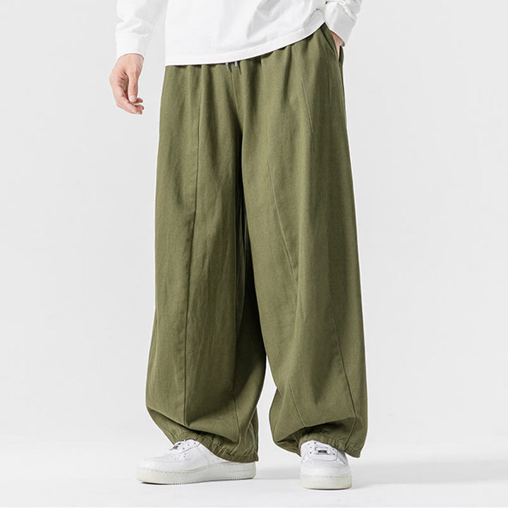 Pantaloni harem da uomo in cotone elasticizzato con tasche, tinta unita, modello Buddha Stones Fall - image 5