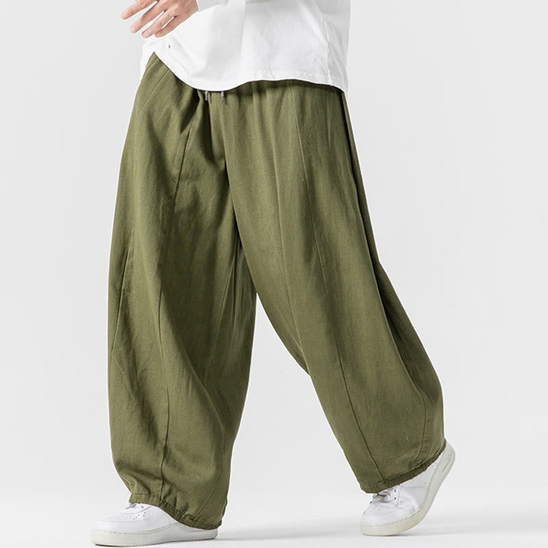 Pantaloni harem da uomo in cotone elasticizzato con tasche, tinta unita, modello Buddha Stones Fall - image 2