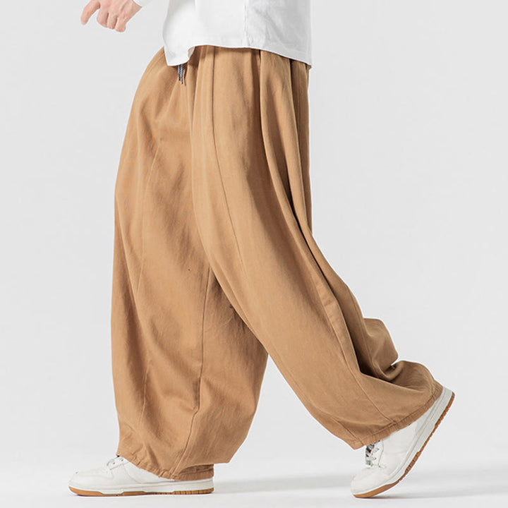 Pantaloni harem da uomo in cotone elasticizzato con tasche, tinta unita, modello Buddha Stones Fall - image 11