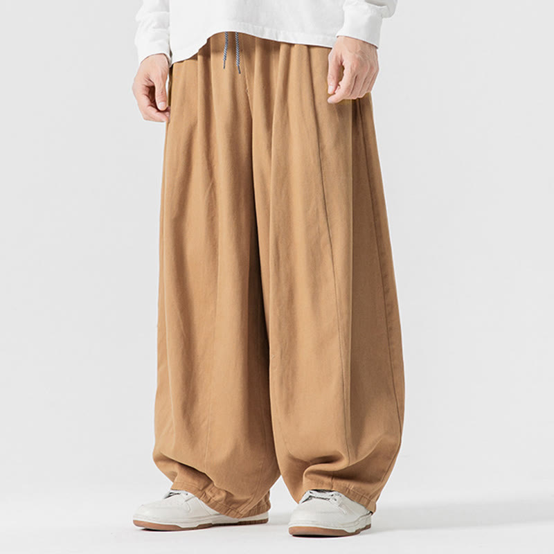 Pantaloni harem da uomo in cotone elasticizzato con tasche, tinta unita, modello Buddha Stones Fall - image 13