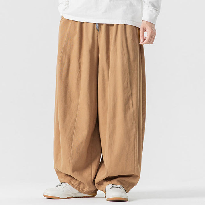 Pantaloni harem da uomo in cotone elasticizzato con tasche, tinta unita, modello Buddha Stones Fall - image 12