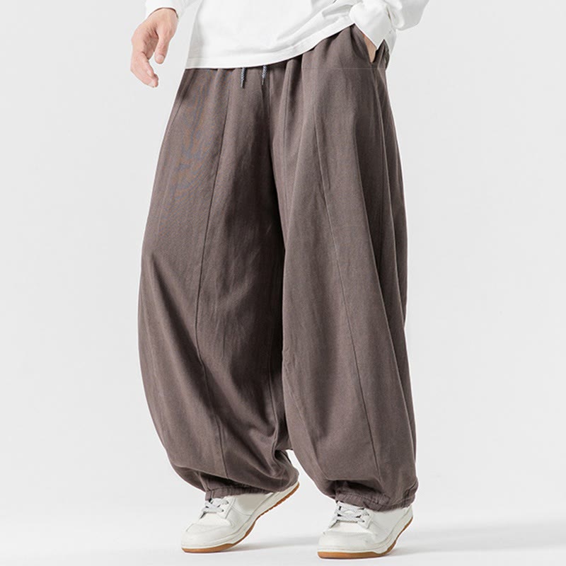 Pantaloni harem da uomo in cotone elasticizzato con tasche, tinta unita, modello Buddha Stones Fall - image 23