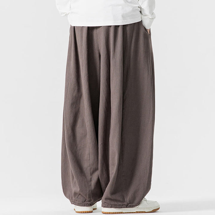 Pantaloni harem da uomo in cotone elasticizzato con tasche, tinta unita, modello Buddha Stones Fall - image 20