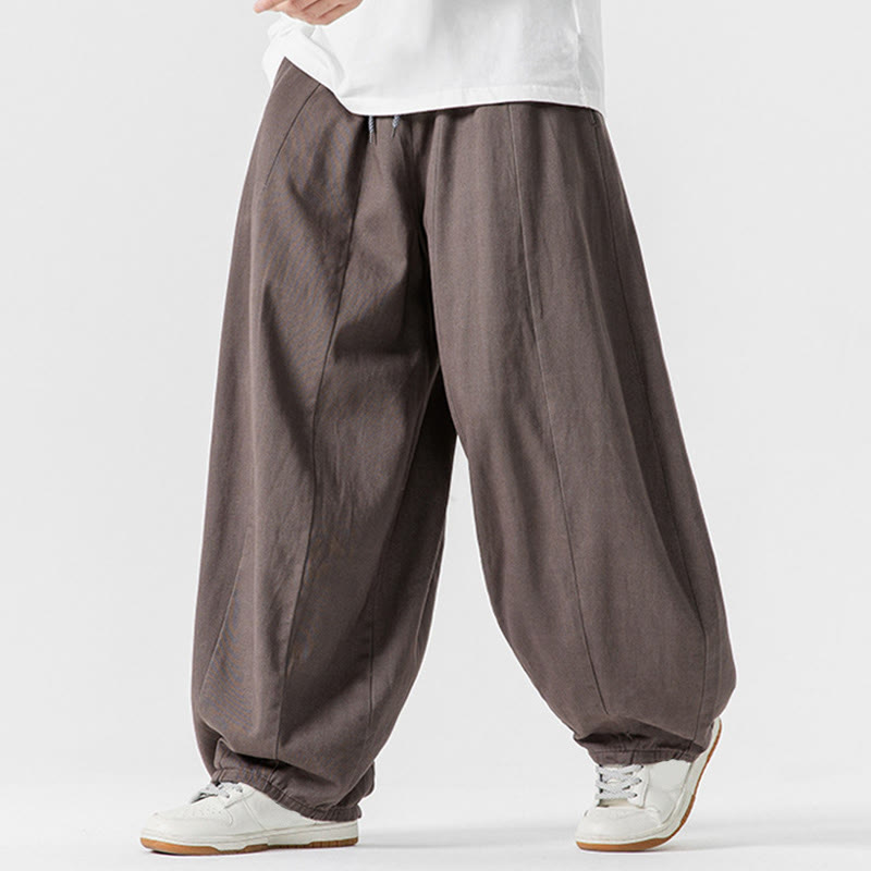 Pantaloni harem da uomo in cotone elasticizzato con tasche, tinta unita, modello Buddha Stones Fall - image 21