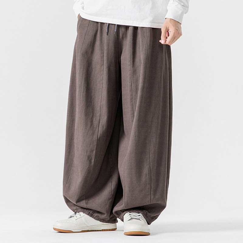 Pantaloni harem da uomo in cotone elasticizzato con tasche, tinta unita, modello Buddha Stones Fall - image 22