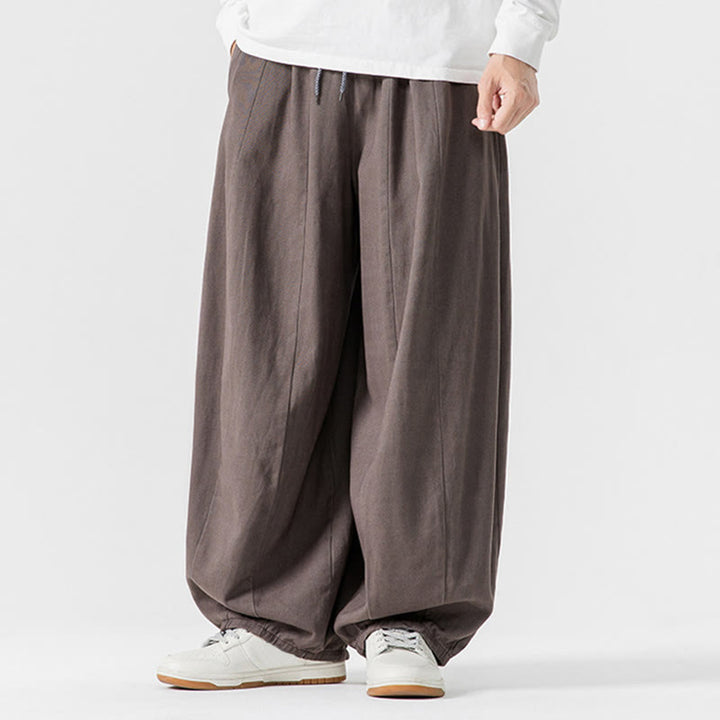 Pantaloni harem da uomo in cotone elasticizzato con tasche, tinta unita, modello Buddha Stones Fall - image 22