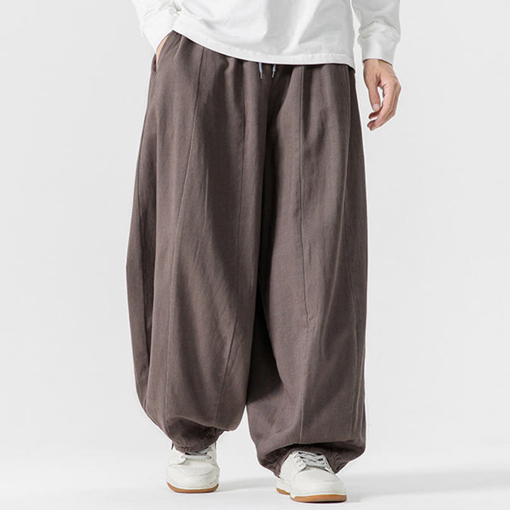 Pantaloni harem da uomo in cotone elasticizzato con tasche, tinta unita, modello Buddha Stones Fall - image 18