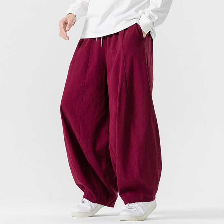 Pantaloni harem da uomo in cotone elasticizzato con tasche, tinta unita, modello Buddha Stones Fall - image 28