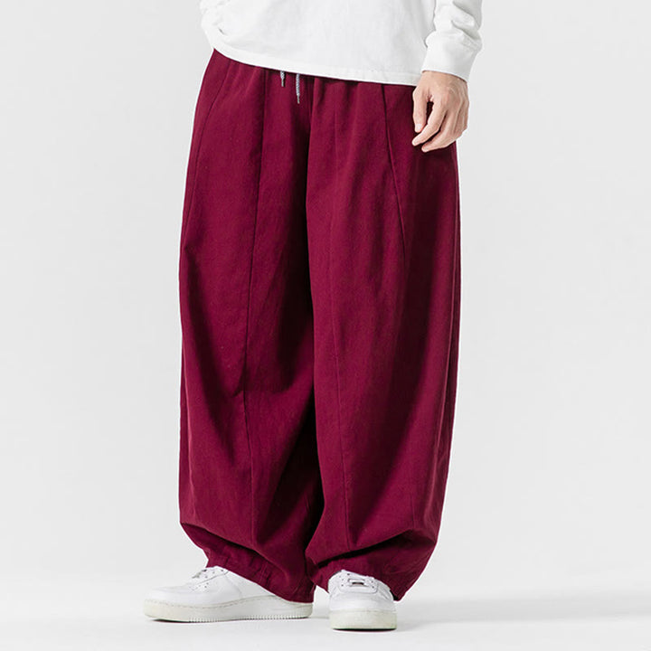 Pantaloni harem da uomo in cotone elasticizzato con tasche, tinta unita, modello Buddha Stones Fall - image 30