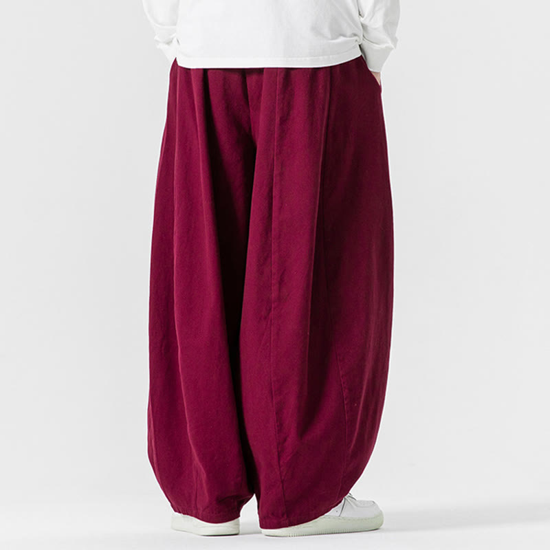 Pantaloni harem da uomo in cotone elasticizzato con tasche, tinta unita, modello Buddha Stones Fall - image 27