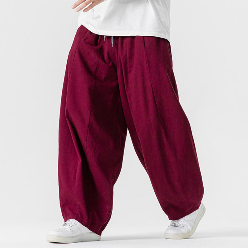 Pantaloni harem da uomo in cotone elasticizzato con tasche, tinta unita, modello Buddha Stones Fall - image 26