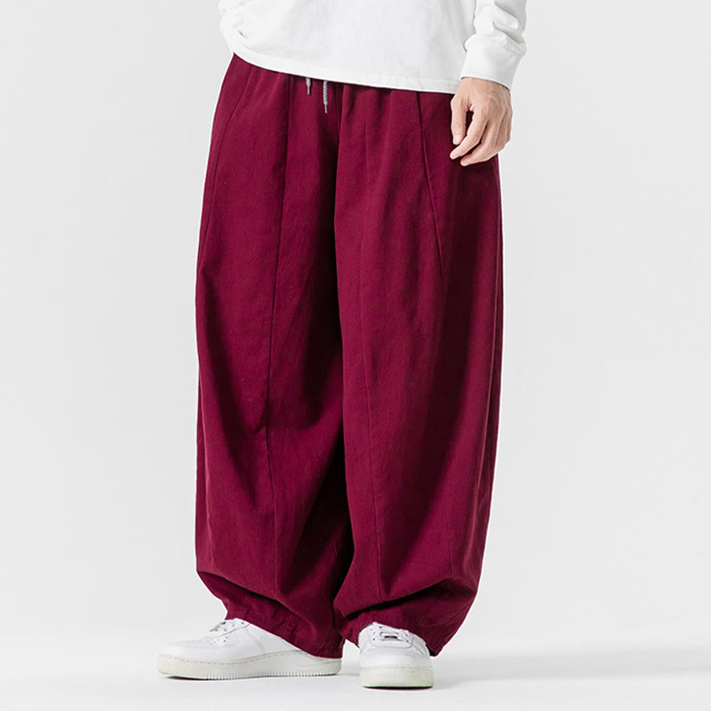Pantaloni harem da uomo in cotone elasticizzato con tasche, tinta unita, modello Buddha Stones Fall - image 30