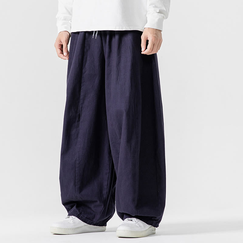 Pantaloni harem da uomo in cotone elasticizzato con tasche, tinta unita, modello Buddha Stones Fall - image 37